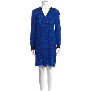 ESCADA Womens Blue Sleeveless V Neck Above The Knee Wear To Work Sheath Dress 36